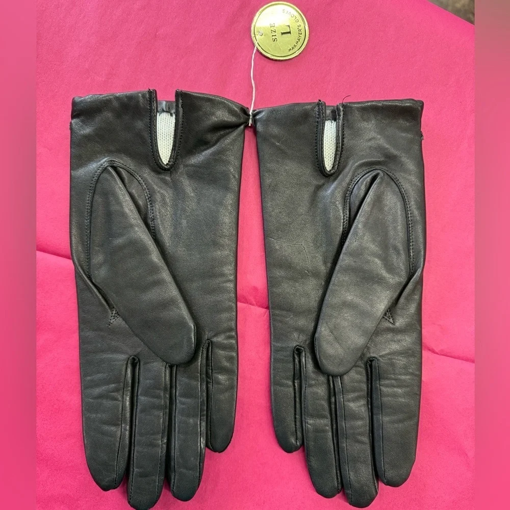 Maxmayer’s Cowhide Leather Gloves Black Lined Size L NWT Japan